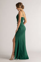Melanie Spaghetti Strap Formal Bridesmaids Dress in Emerald Green