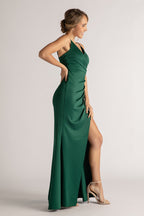 Melanie Spaghetti Strap Formal Bridesmaids Dress in Emerald Green