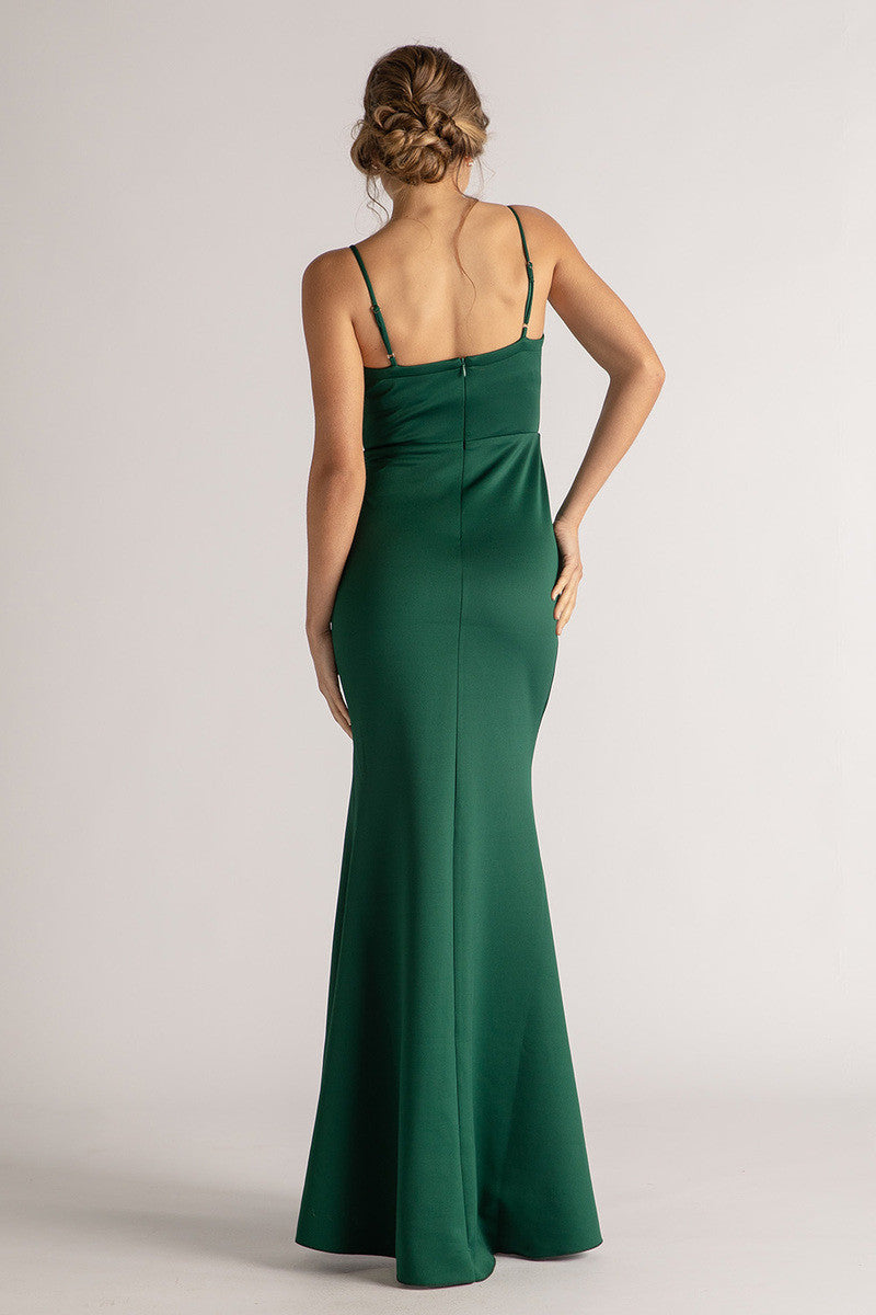 Melanie Spaghetti Strap Formal Bridesmaids Dress in Emerald Green