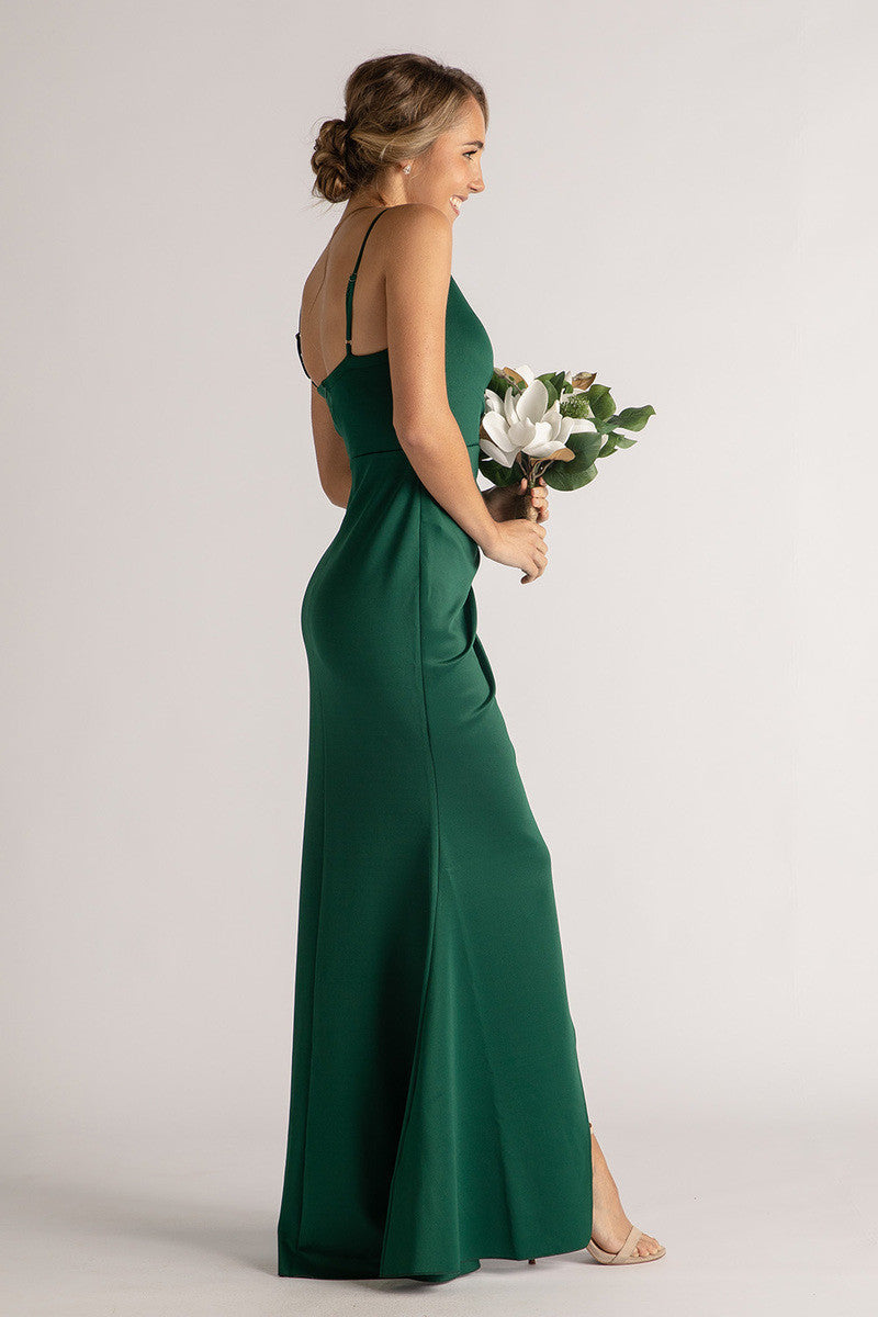 Melanie Spaghetti Strap Formal Bridesmaids Dress in Emerald Green