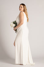Melinda V Neck Mermaid Wedding Dress In Ivory