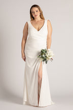 Melinda V Neck Mermaid Wedding Dress In Ivory