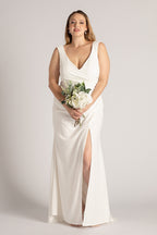 Melinda V Neck Mermaid Wedding Dress In Ivory