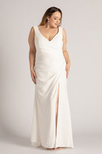 Melinda V Neck Mermaid Wedding Dress In Ivory