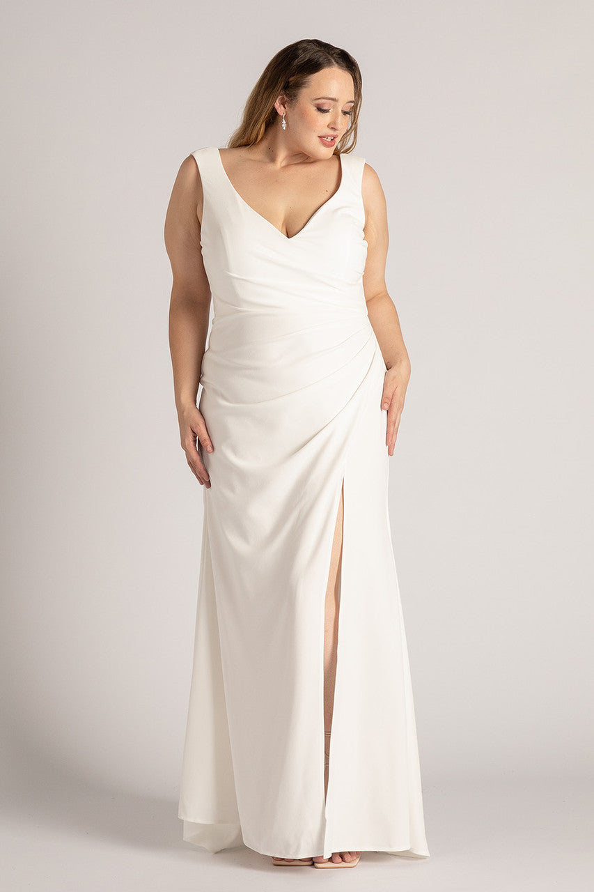 Melinda V Neck Mermaid Wedding Dress In Ivory