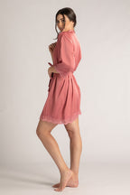 Poppy Lace Bridesmaid Robe in Rose