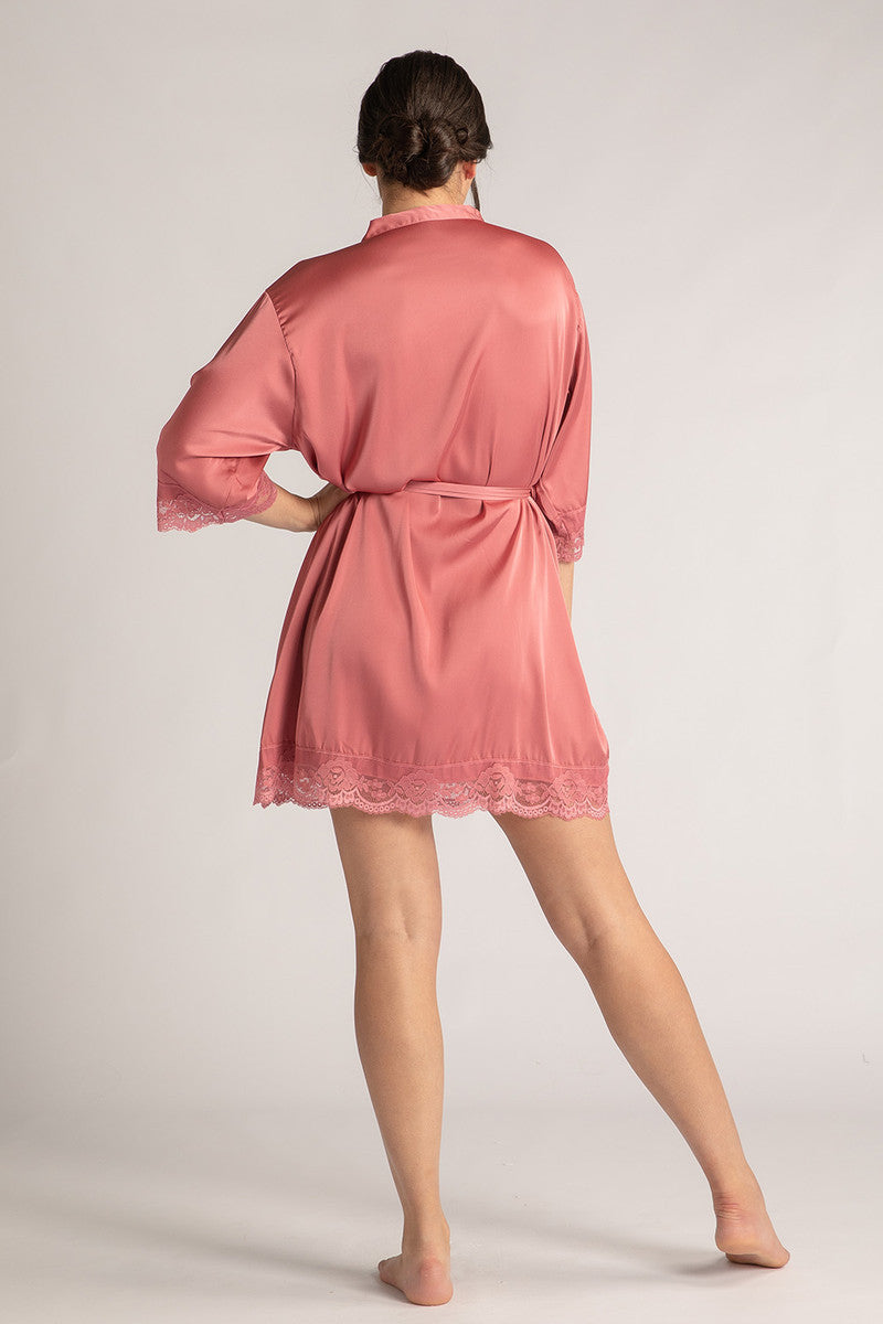 Poppy Lace Bridesmaid Robe in Rose