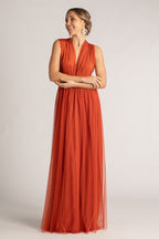 Tulle Overlay Skirt For Classic Multiway Dress in Rust