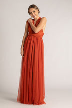 Tulle Overlay Skirt For Classic Multiway Dress in Rust