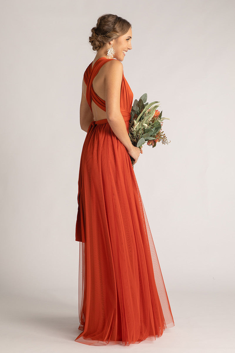 Tulle Overlay Skirt For Classic Multiway Dress in Rust