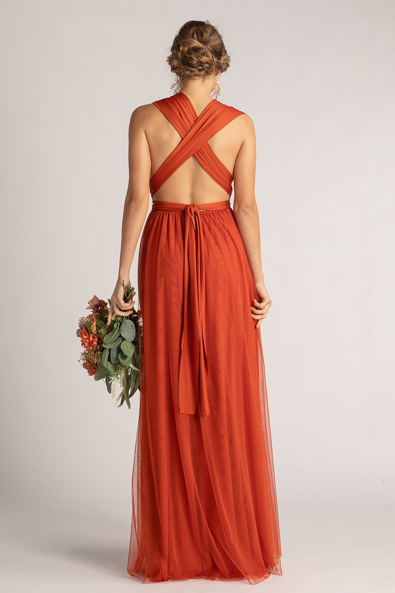 Tulle Overlay Skirt For Classic Multiway Dress in Rust