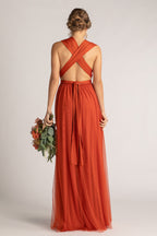 Tulle Overlay Skirt For Classic Multiway Dress in Rust