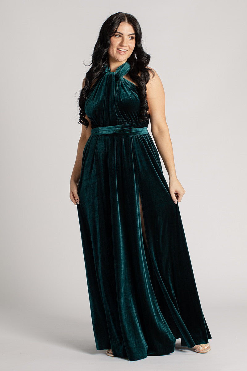 Velvet Multiway Infinity Dress in Emerald Green
