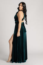 Velvet Multiway Infinity Dress in Emerald Green