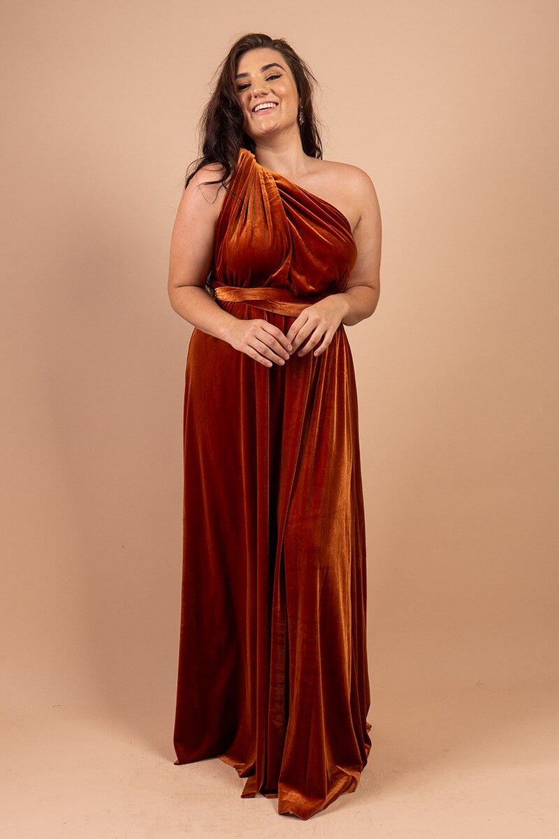 Velvet Multiway Infinity Dress in Copper