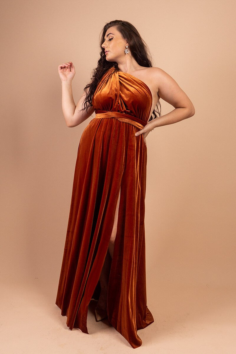 Velvet Multiway Infinity Dress in Copper
