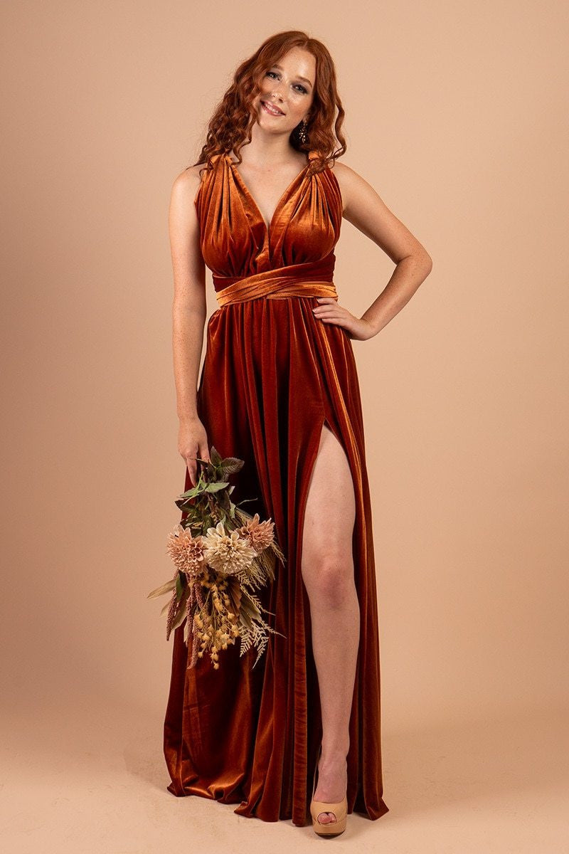 Velvet Multiway Infinity Dress in Copper