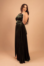 Velvet Multiway Infinity Dress in Dark Olive