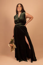 Velvet Multiway Infinity Dress in Dark Olive