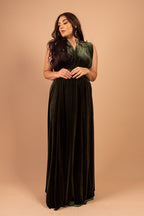Velvet Multiway Infinity Dress in Dark Olive