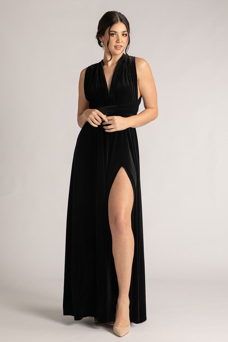 Velvet Multiway Infinity Dress in Black