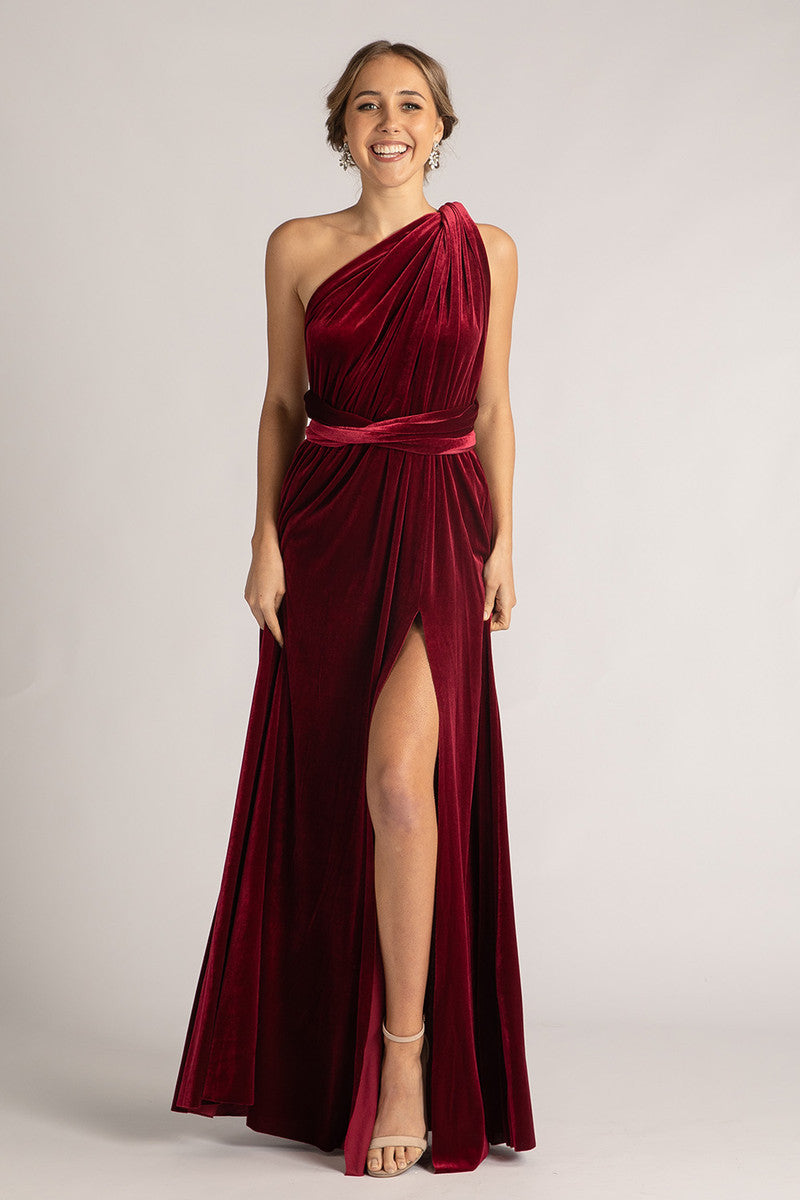 Velvet Multiway Infinity Dress in Burgundy