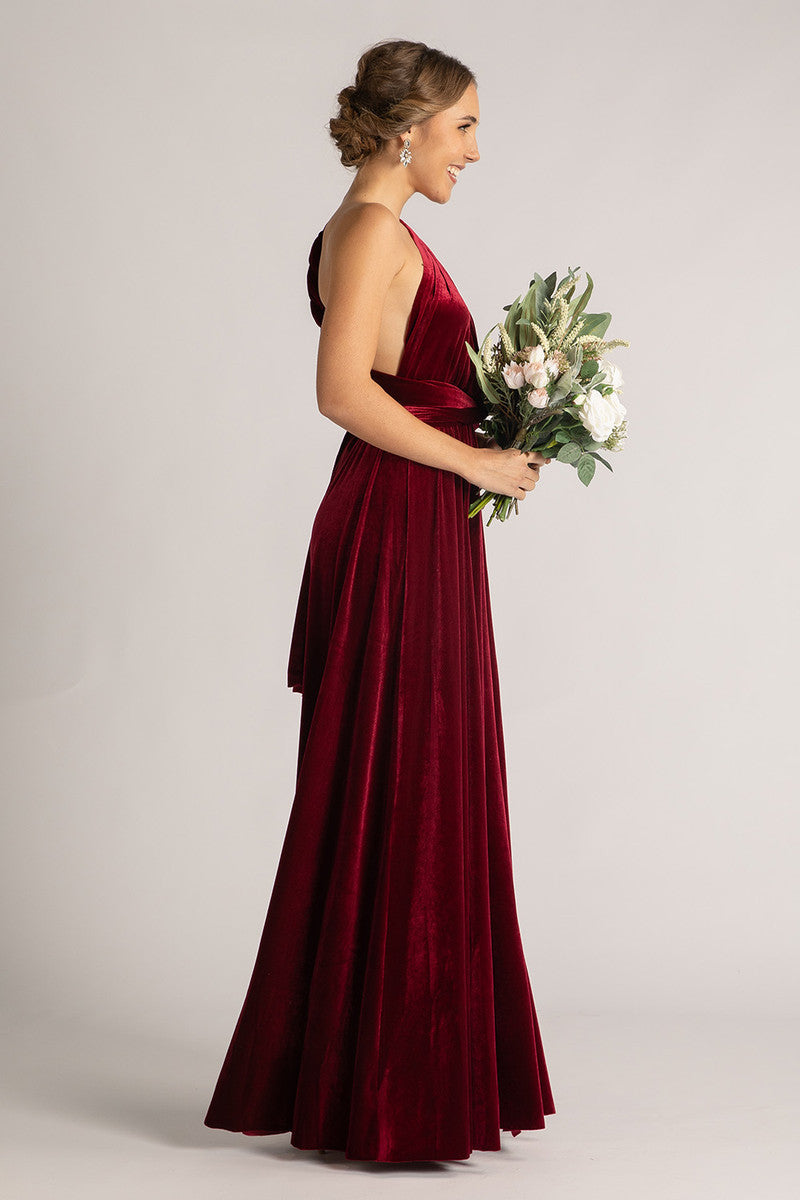 Velvet Multiway Infinity Dress in Burgundy
