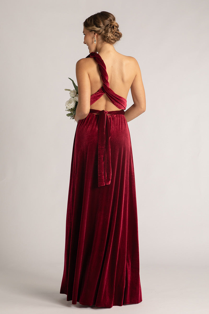 Velvet Multiway Infinity Dress in Burgundy