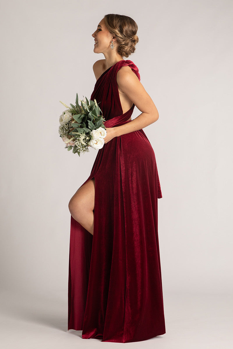 Velvet Multiway Infinity Dress in Burgundy