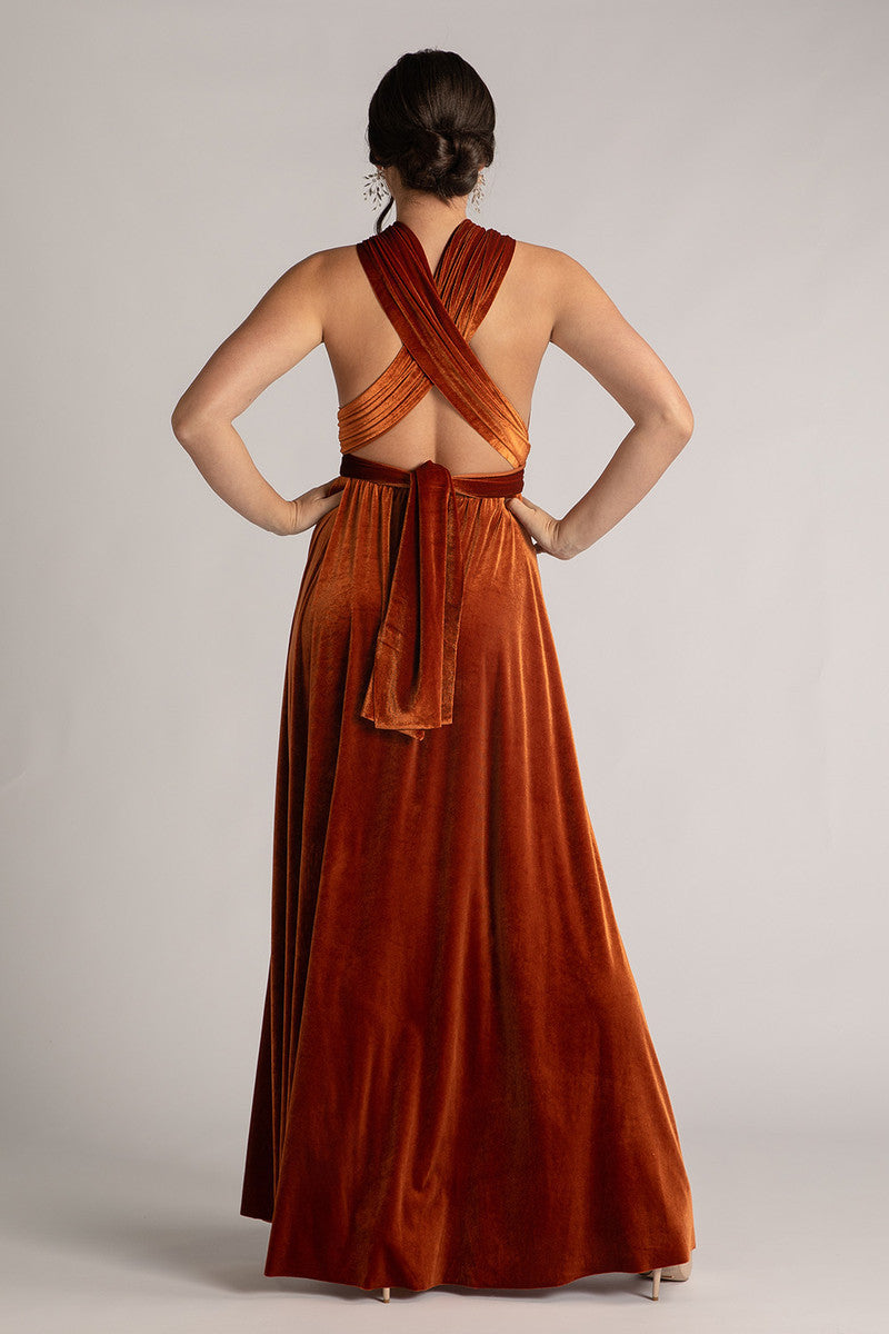 Velvet Multiway Infinity Dress in Copper