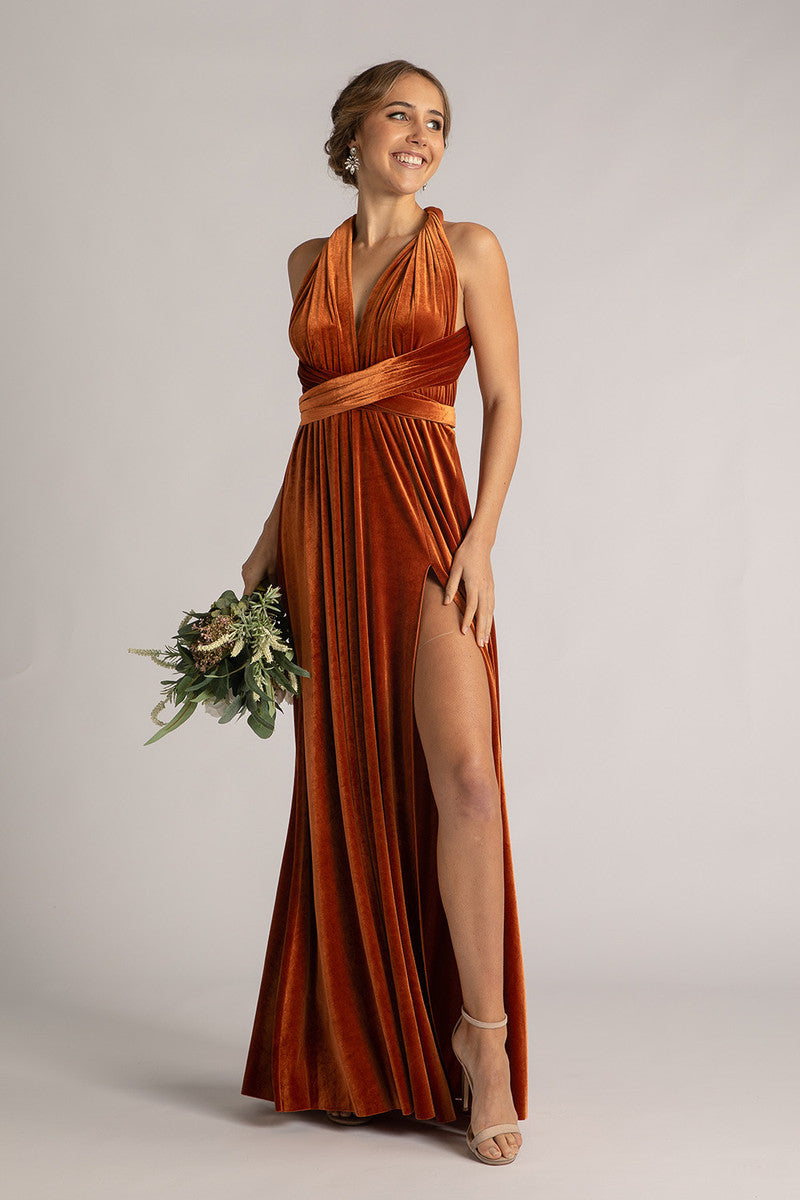 Velvet Multiway Infinity Dress in Copper
