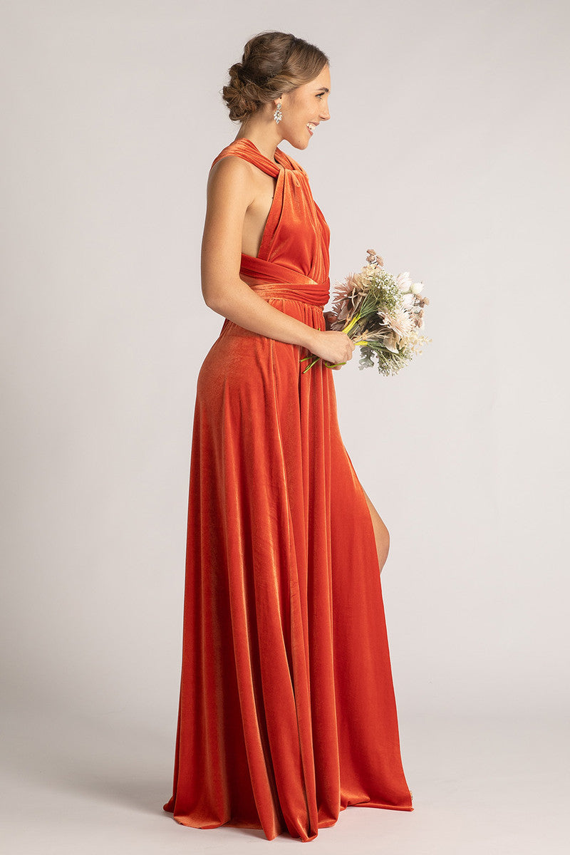 Velvet Multiway Infinity Dress in Coral