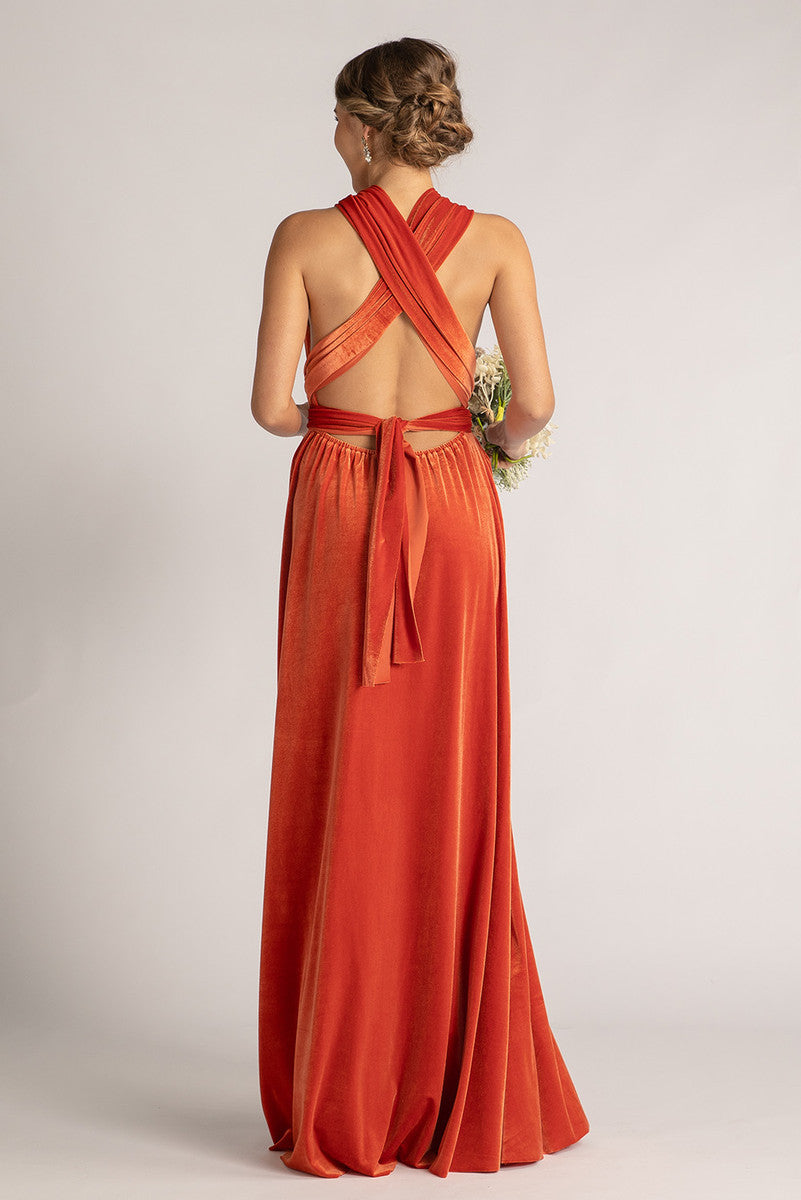 Velvet Multiway Infinity Dress in Coral
