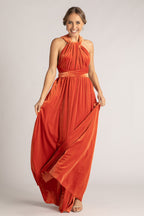 Velvet Multiway Infinity Dress in Coral