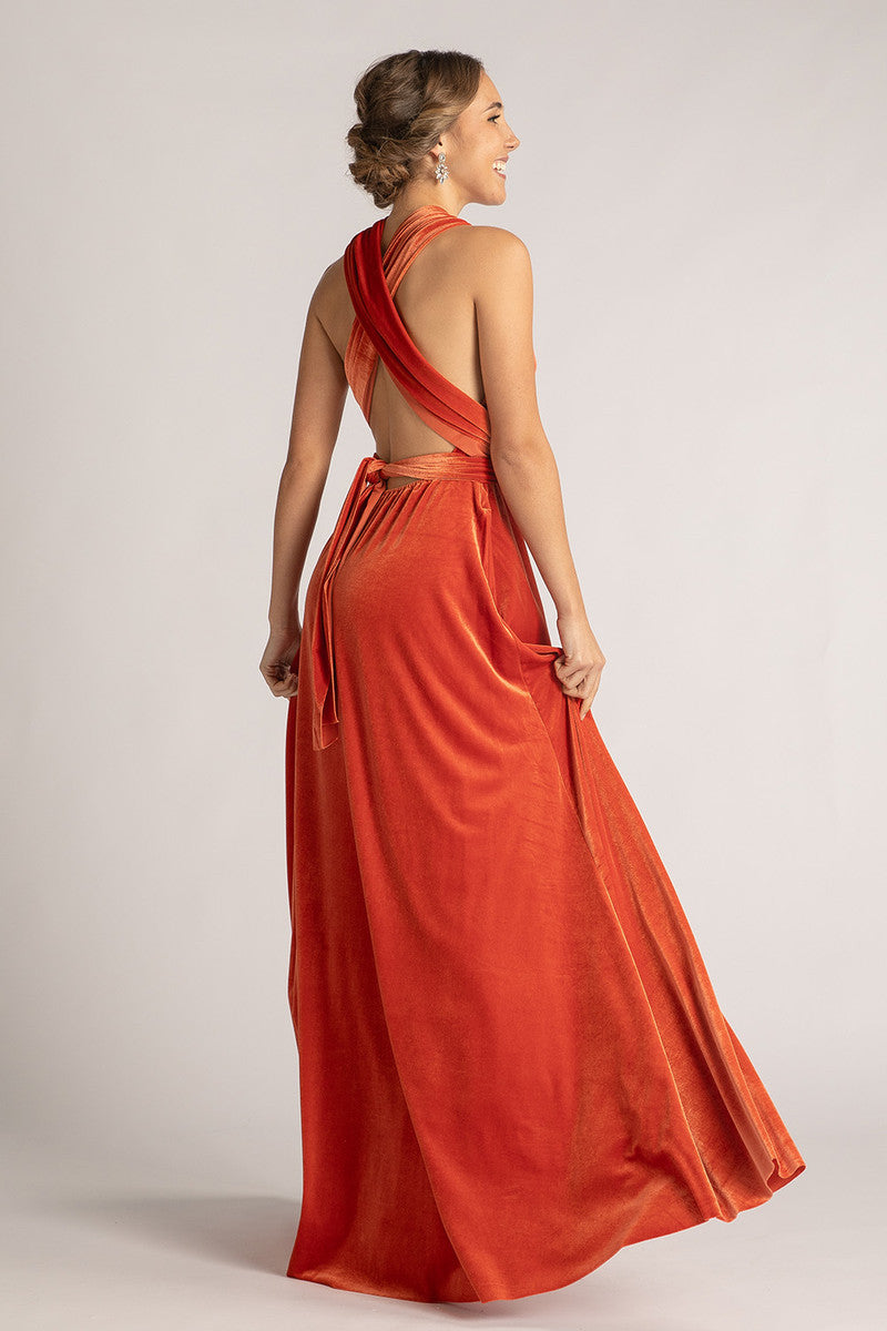 Velvet Multiway Infinity Dress in Coral