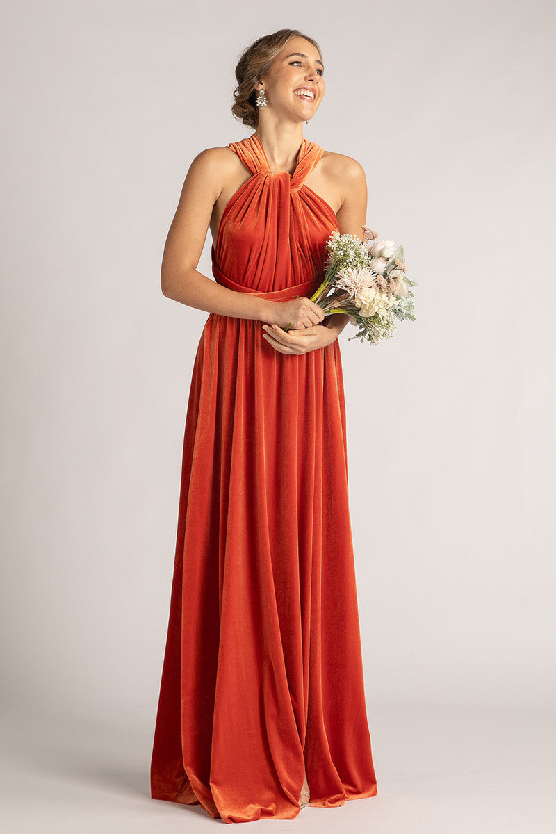 Velvet Multiway Infinity Dress in Coral