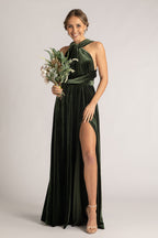 Velvet Multiway Infinity Dress in Dark Olive
