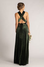 Velvet Multiway Infinity Dress in Dark Olive