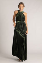 Velvet Multiway Infinity Dress in Dark Olive