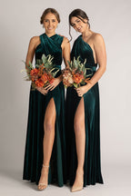 Velvet Multiway Infinity Dress in Emerald Green