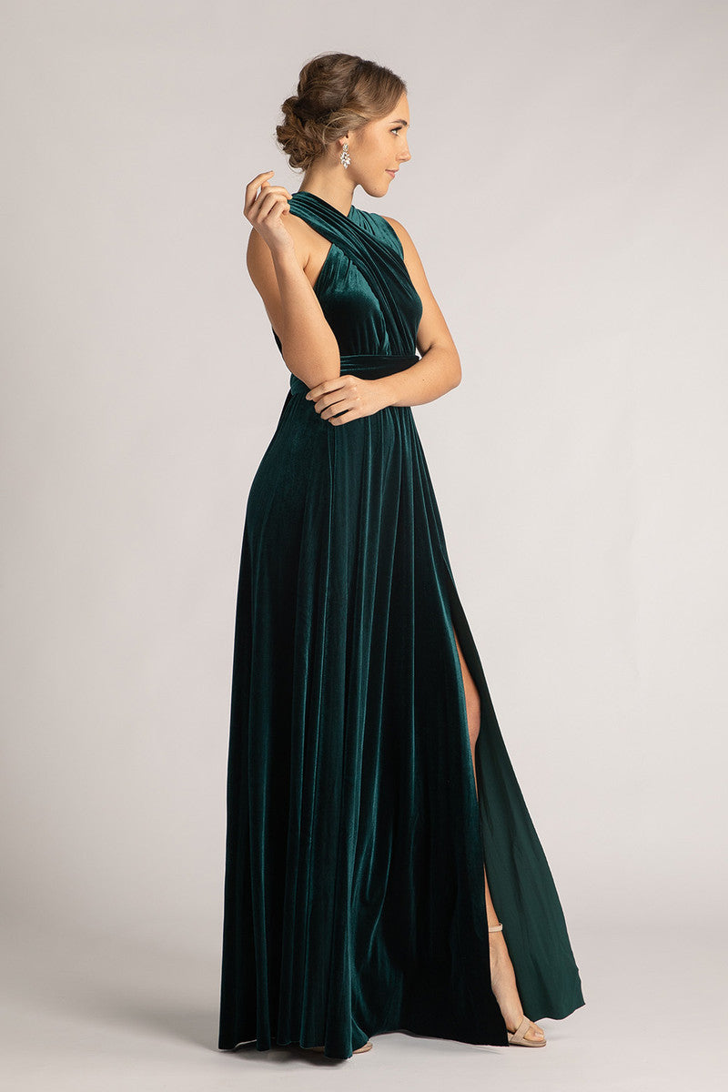 Velvet Multiway Infinity Dress in Emerald Green For Sale