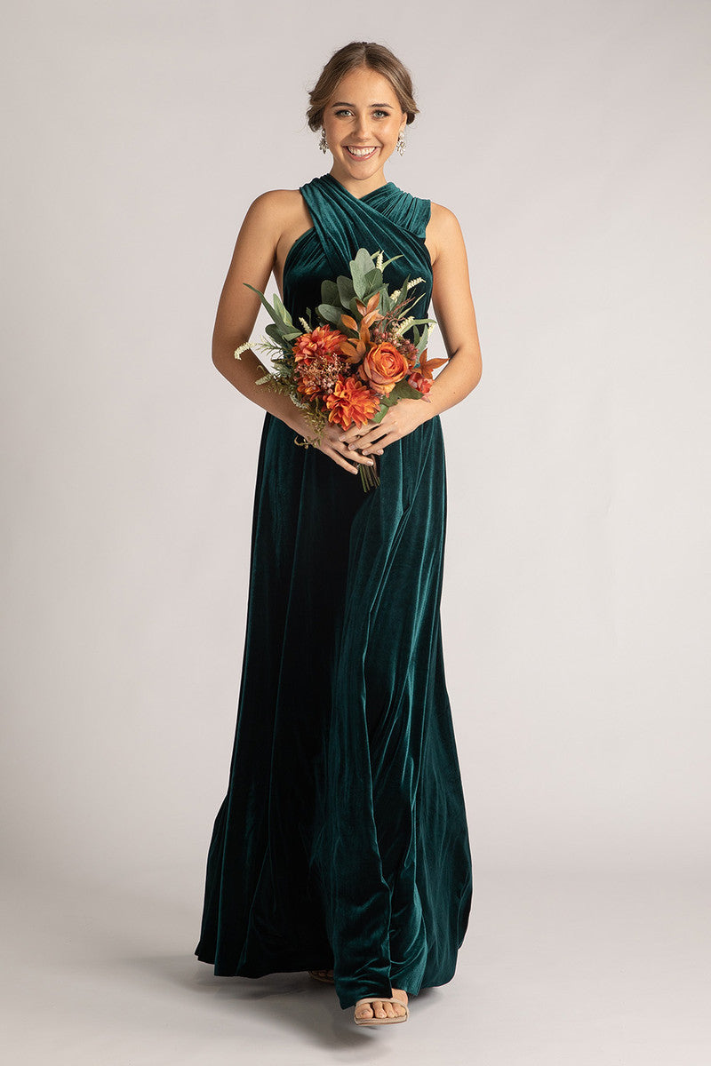Velvet Multiway Infinity Dress in Emerald Green
