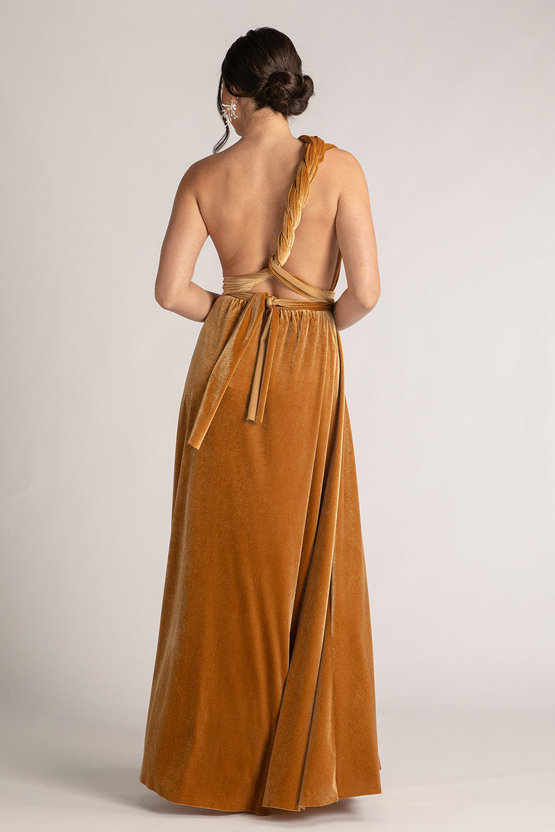 Velvet Multiway Infinity Dress in Marigold