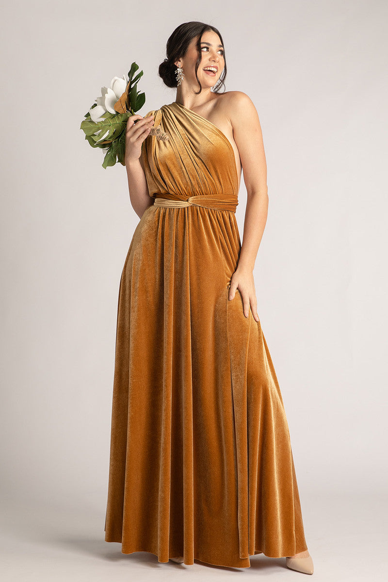 Velvet Multiway Infinity Dress in Marigold