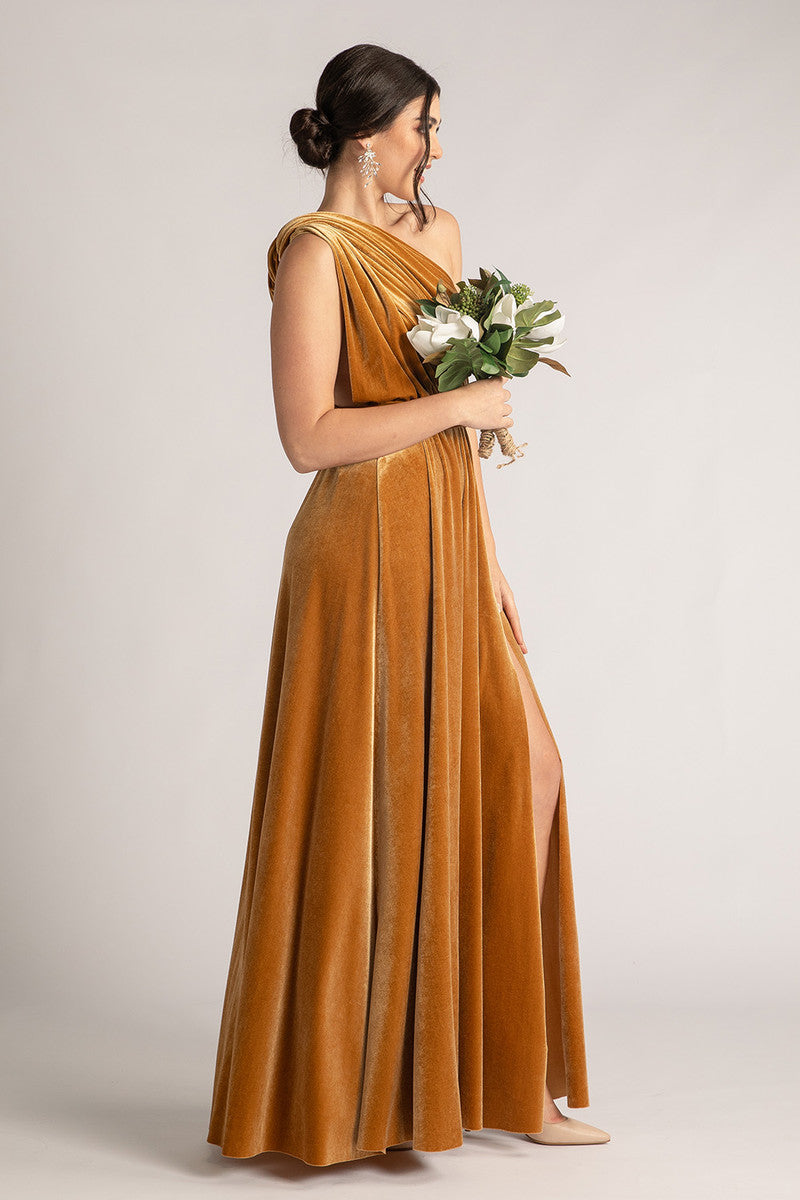 Velvet Multiway Infinity Dress in Marigold