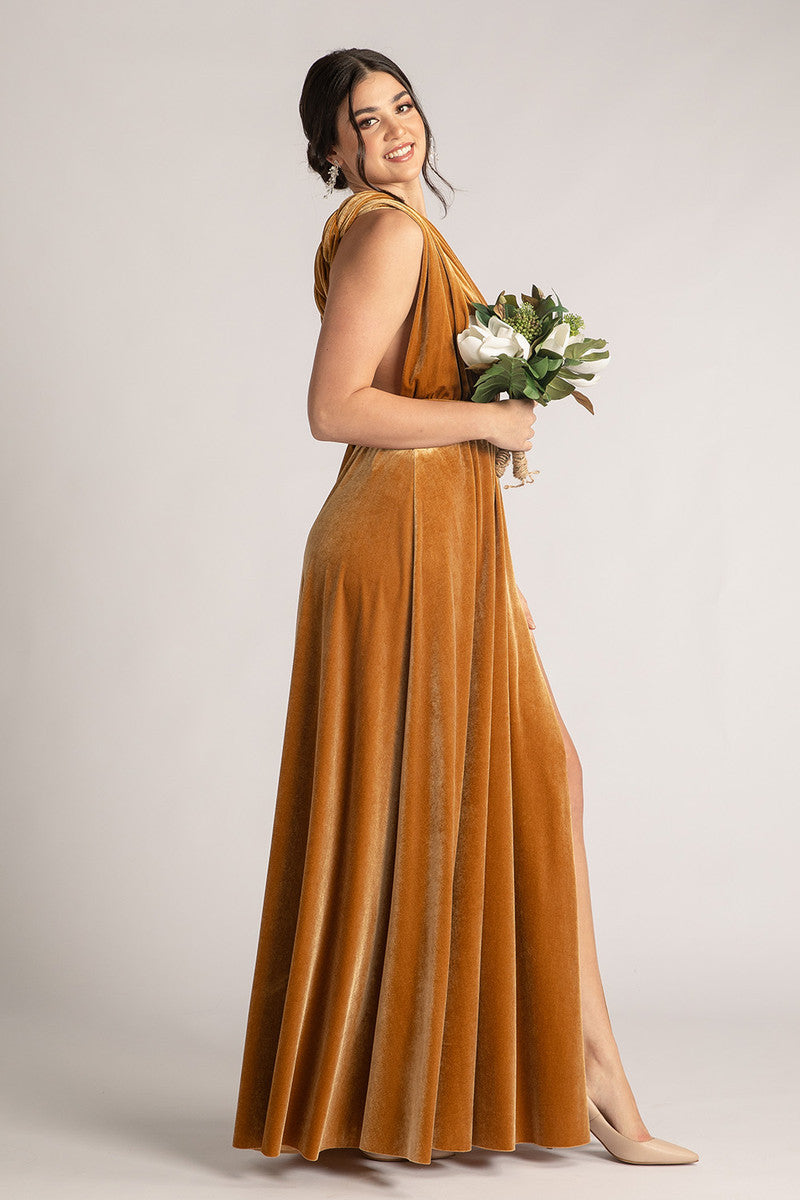 Velvet Multiway Infinity Dress in Marigold