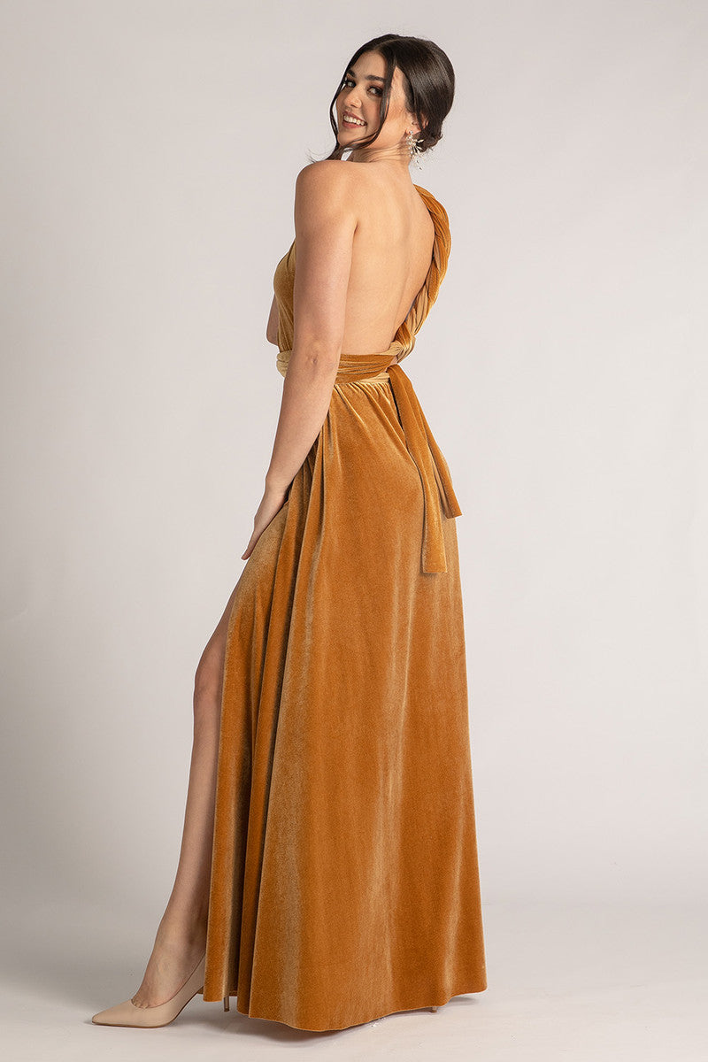 Velvet Multiway Infinity Dress in Marigold
